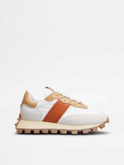 Tod's SNEAKERS TOD'S 1T IN SUEDE AND FABRIC - WHITE, BEIGE, ORANGE