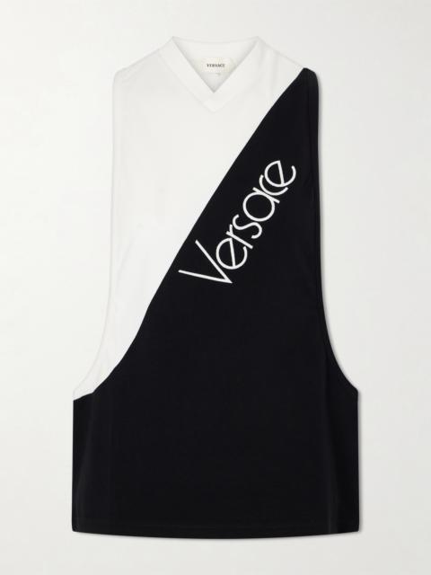 VERSACE Logo-intarsia Stretch Cotton-jersey Tank