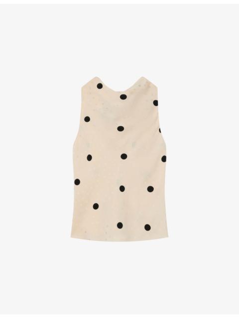 WHISTLES Polka-Dot Halterneck Satin Blouse