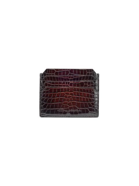 Santoni Dark brown alligator leather credit card holder