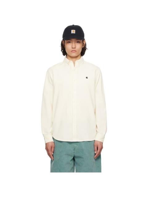 Carhartt WIP White Madison Fine Cord Shirt