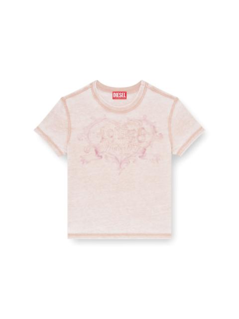 Diesel JERSEY T-SHIRT WITH RHINESTONES AND BURNOUT EFFECT