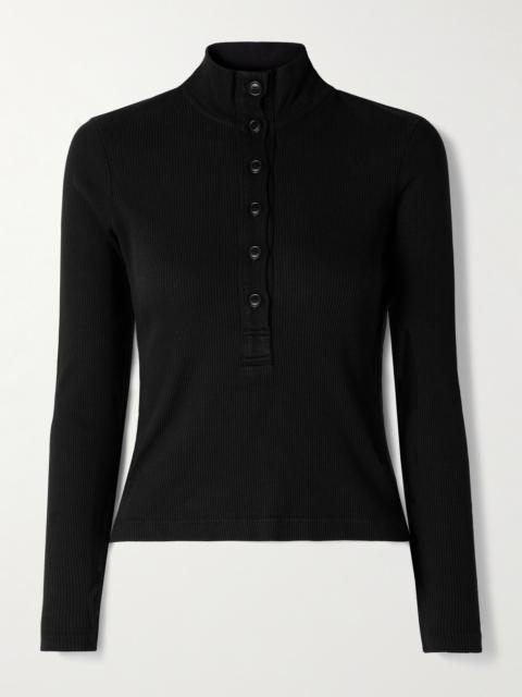 Citizens of Humanity Sheena Ribbed Stretch-cotton And Lyocell-blend Henley Top