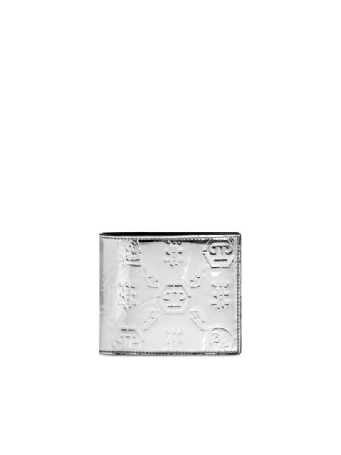 PHILIPP PLEIN monogram-embossed metallic wallet
