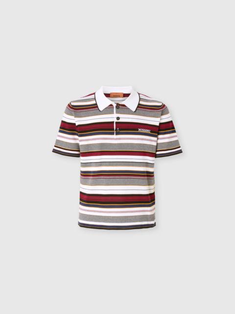 Missoni Striped cotton polo shirt with embroidered logo lettering