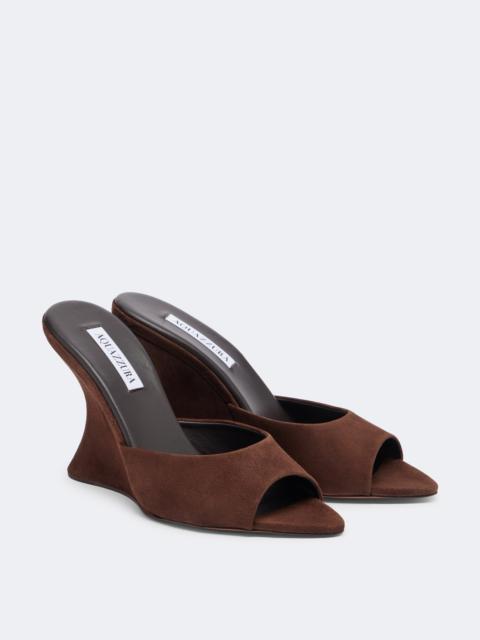 AQUAZZURA Bisous Wedge suede mules