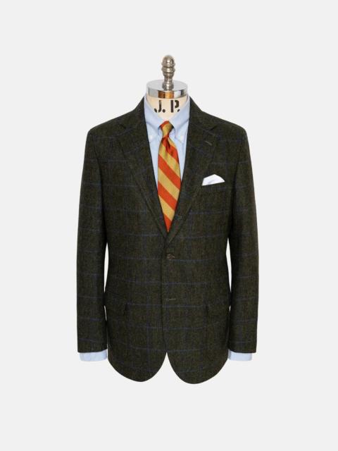 J. PRESS OLIVE & BLUE DONEGAL TWEED WOOL SPORT COAT - TRIM FIT
