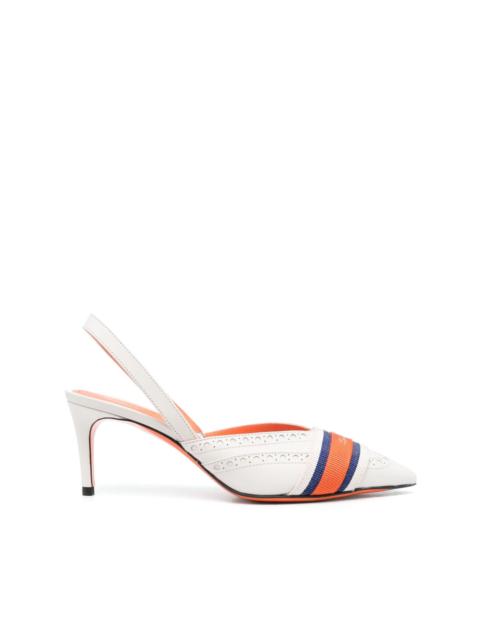 Santoni logo-tape 75mm slingback pumps