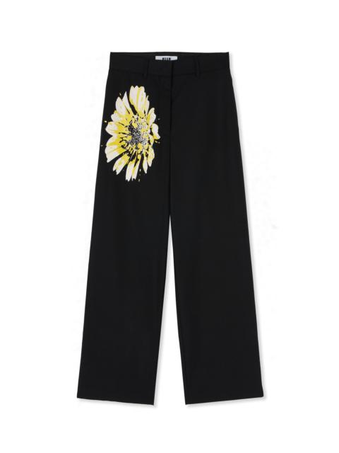 Fresh wool roomy pants with daisy print