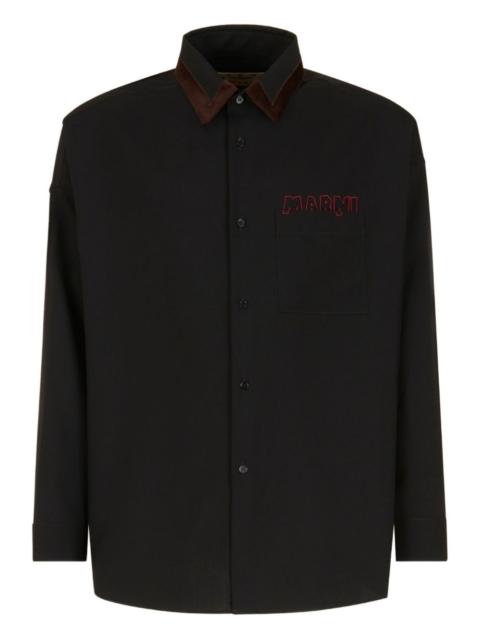 Marni velvet-collared logo shirt