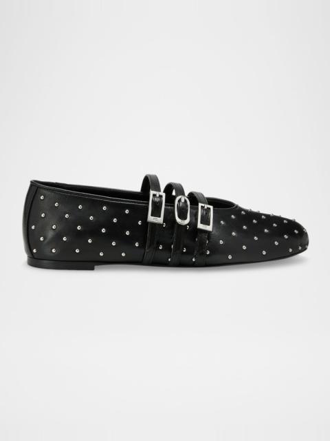 Stuart Weitzman Sostud Leather Mary Jane Ballerina Flats