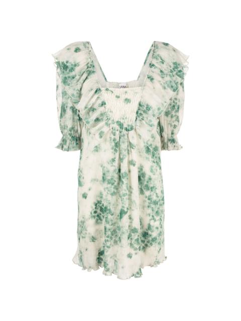 floral-print plissé-georgette minidress