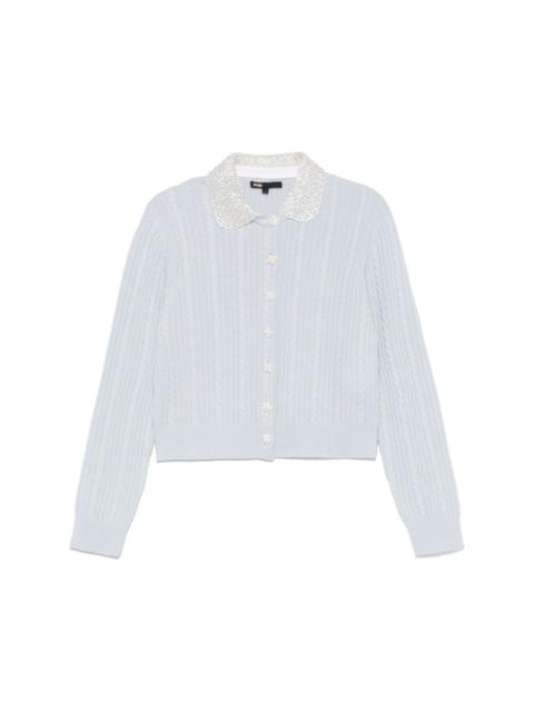 maje embellished-collar cardigan
