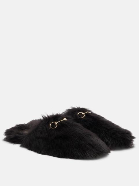GUCCI Horsebit shearling slippers