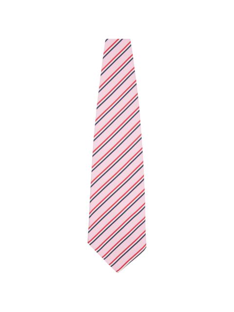 Thom Browne Pink Silk Cotton Mogador Tricolor Wide Tie