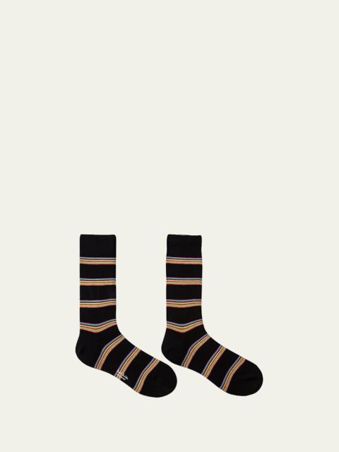 Paul Smith Men's Multiblock Ribbed Crew Socks