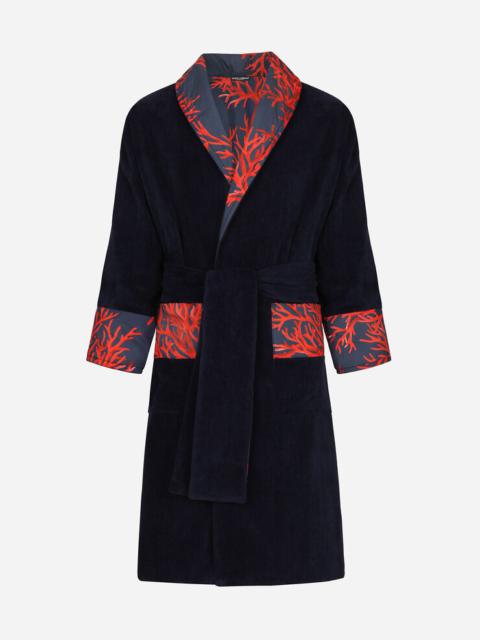 Dolce & Gabbana Cotton bathrobe with coral-print details