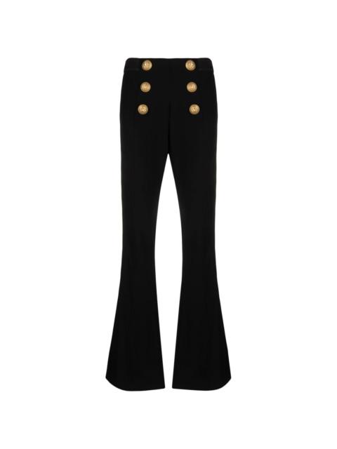 double-button flared trousers