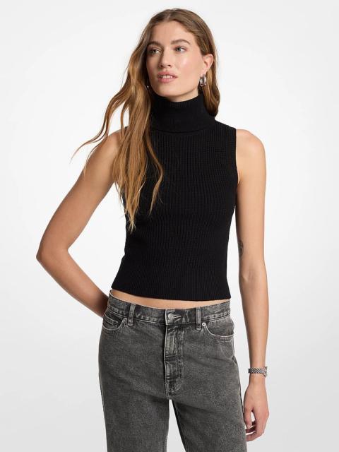 MICHAEL KORS Wool Sleeveless Turtleneck Top