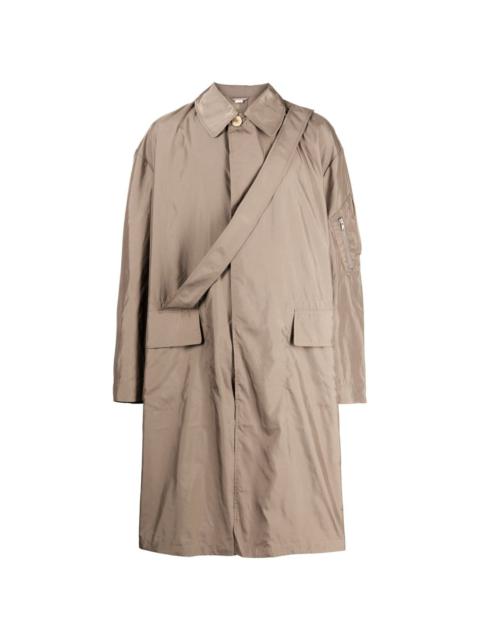 two-pocket strap-detail raincoat