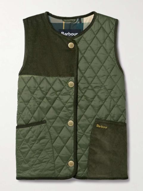 Barbour Healy paneled quilted shell and cotton-corduroy vest