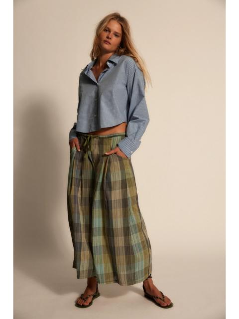 FREE PEOPLE Telluride Wide-Leg Crop Pull-On Madras Pants
