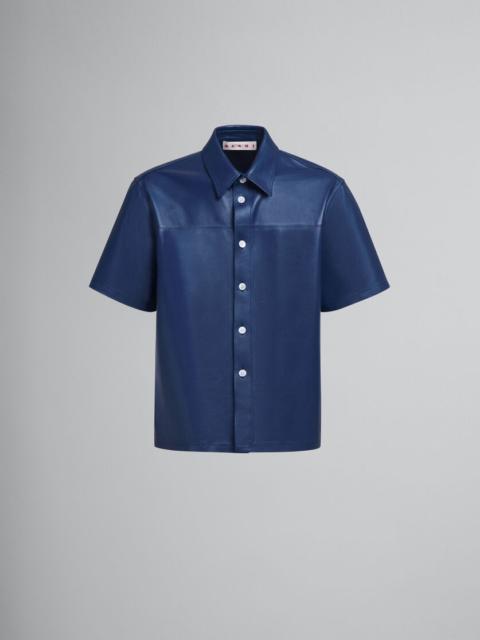 Marni SHORT SLEEVED SHIRT IN BLUE NAPPA