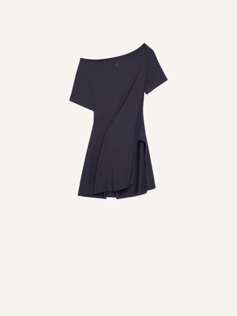 courrèges BOAT NECK COTTON MINI DRESS