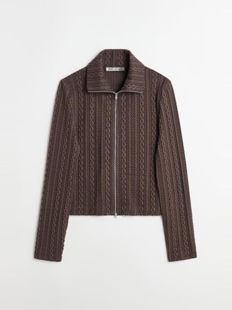 Our Legacy Slim Zip Longsleeve Indulgent Choco Cable Jacquard
