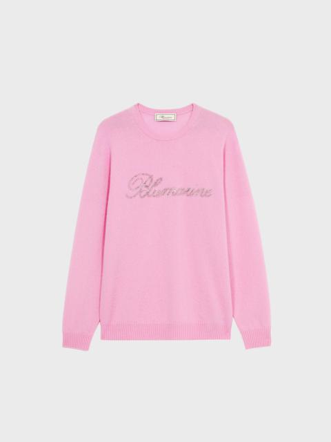 Blumarine CASHMERE SWEATER WITH BLUMARINE RHINESTONE LOGO