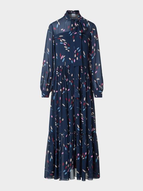 AKRIS Tiered Dot-Print Viscose Georgette Midi Dress