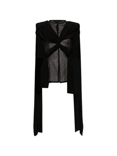 Yohji Yamamoto semi-sheer cotton-silk top