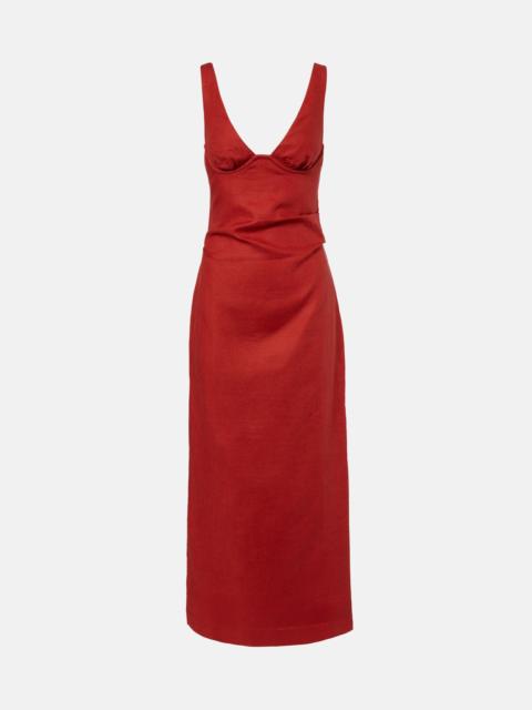 SIR. Draped linen maxi dress