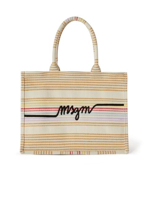 MSGM Cotton canvas tote with embroidered logo
