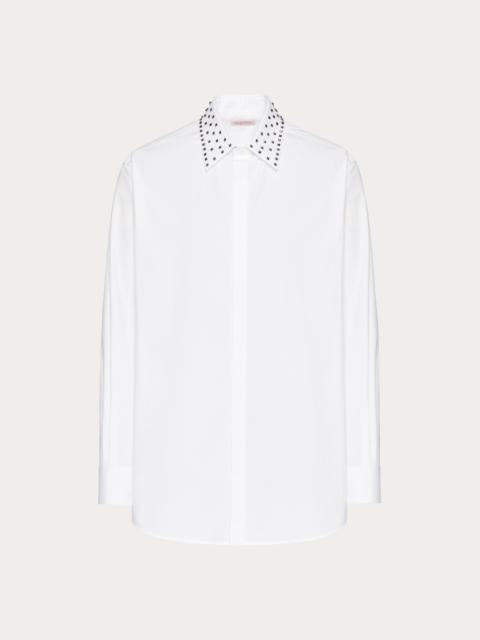 COTTON SHIRT WITH ROCKSTUD SPIKE COLLAR