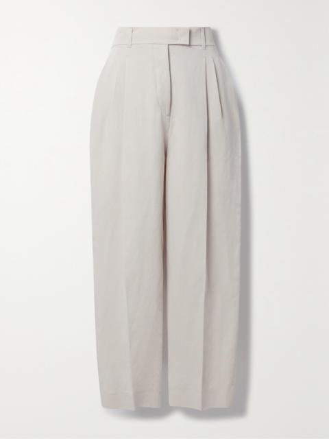 Loro Piana Wybie Cropped Pleated Wool-blend Twill Wide-leg Pants