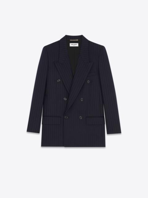 double-breasted jacket in striped wool