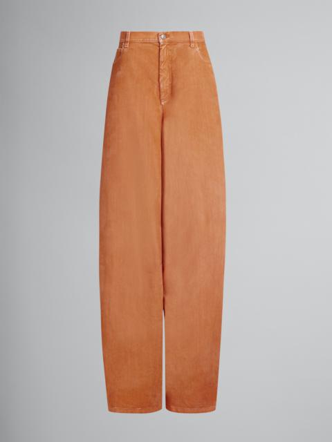 Marni ORANGE FLOCKED DENIM ULTRA-WIDE-LEG TROUSERS