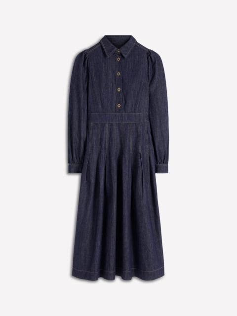 BODEN Pleat Skirt Denim Midi Dress-Indigo Wash