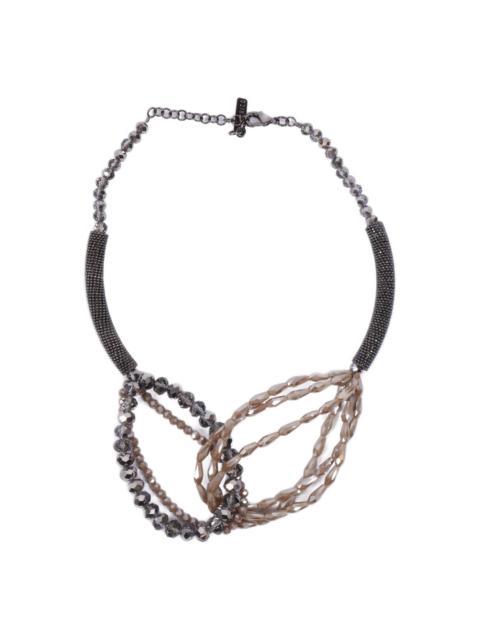 PESERICO crystal-beaded two-tone necklace