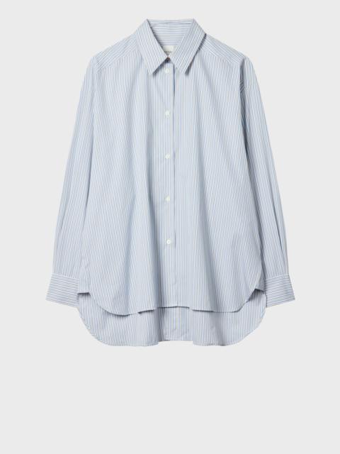 Paul Smith Women's Light Blue Stripe Oversized Shirt