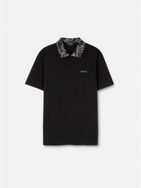VERSACE Flock Barocco Silhouette Polo Shirt