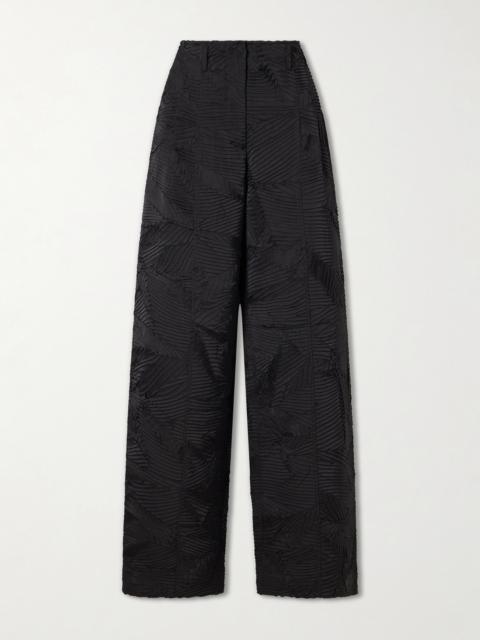 ULLA JOHNSON Carine Crinkled-satin Flared Pants