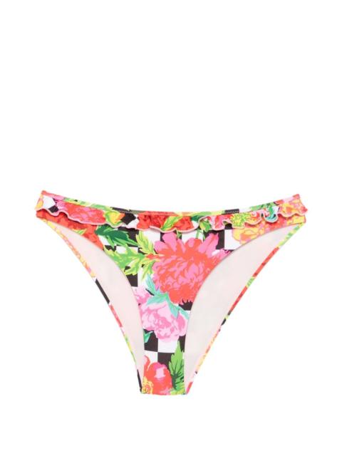 Moschino floral-print ruffled bikini bottoms