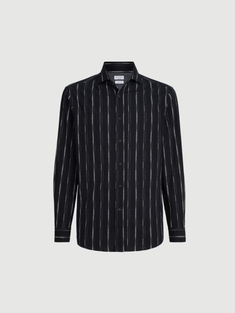 Brunello Cucinelli Jacquard seersucker easy fit shirt with spread collar