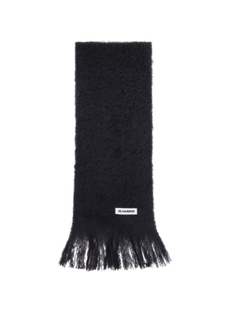 Jil Sander Black Plain Mohair Wool Scarf