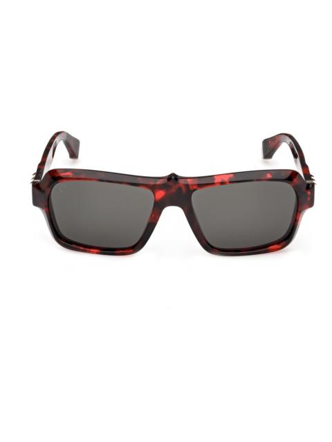 Christian Louboutin Men's Our Georges 56MM Rectangular Sunglasses - Red Havana Smoke