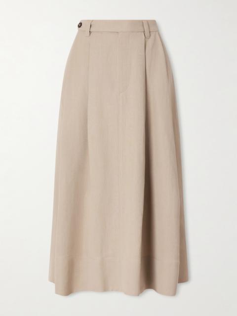 Brunello Cucinelli Embellished Pleated Twill Midi Skirt