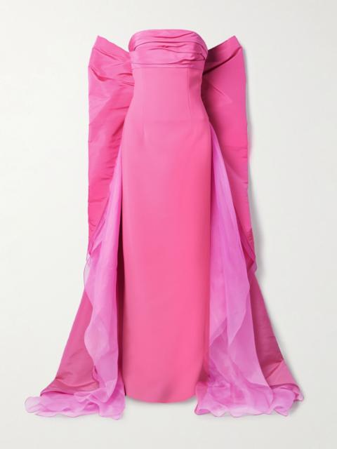 CAROLINA HERRERA Strapless draped silk-organza trimmed taffeta gown Pink