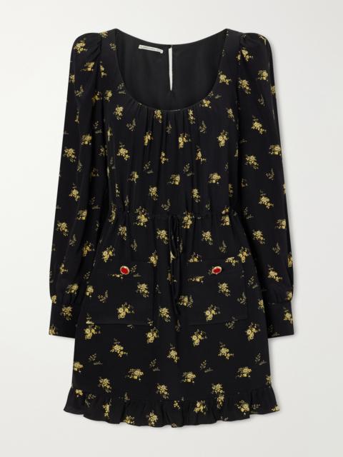 Alessandra Rich Ruffled Floral-print Crepe Mini Dress